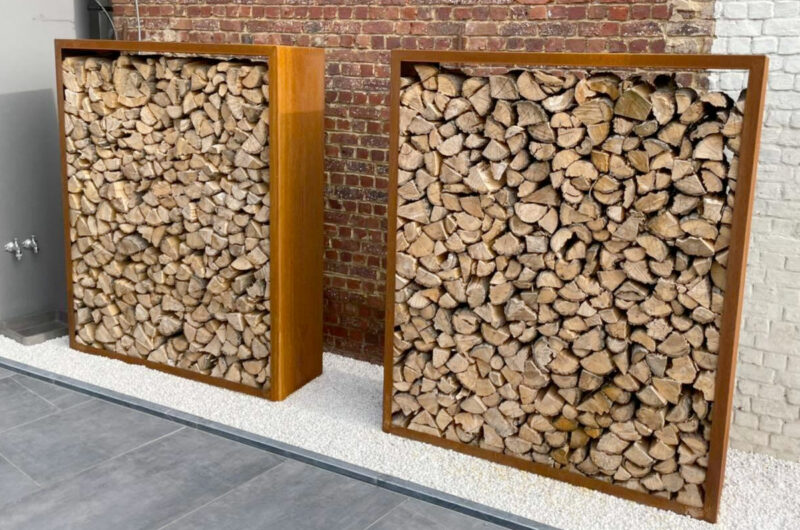 houtopslag buiten cortenstaal