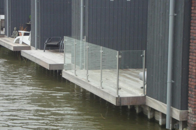glazen balkonhek rvs staanders