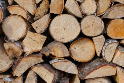 Hout stapelen in haardhoutopslag