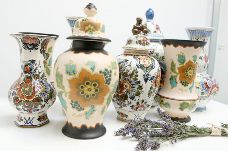 kunststroom en vintage vazen