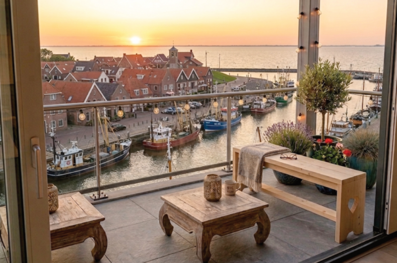 Houten bankje voor balkon