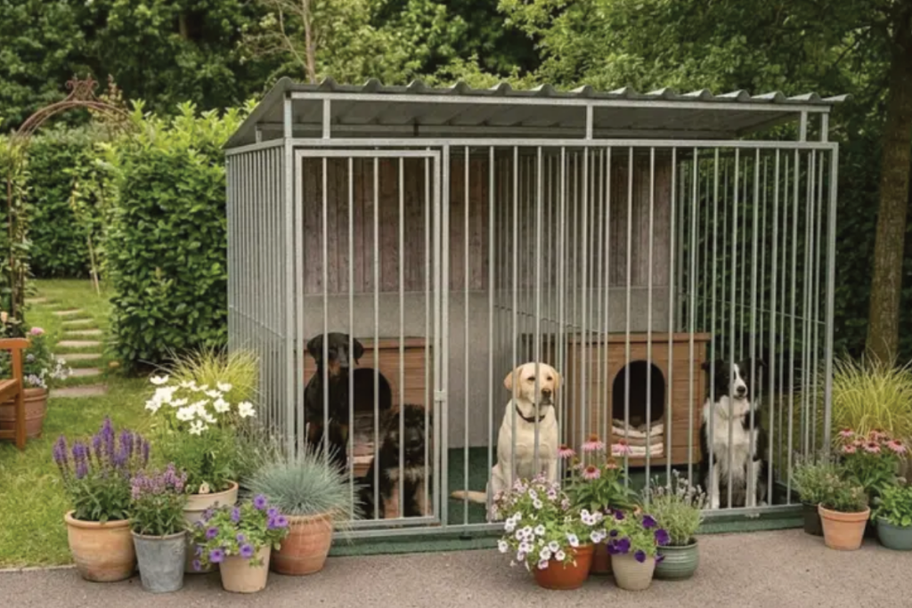 Stalen hondenkennel