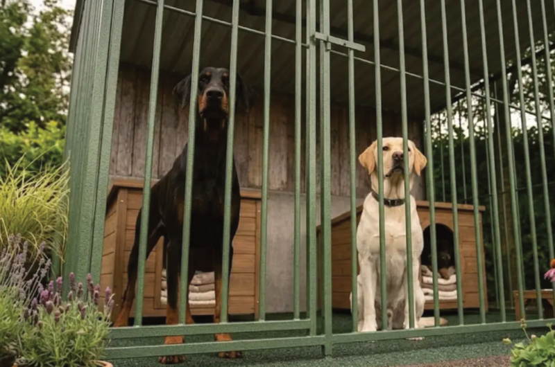 Stalen hondenkennel