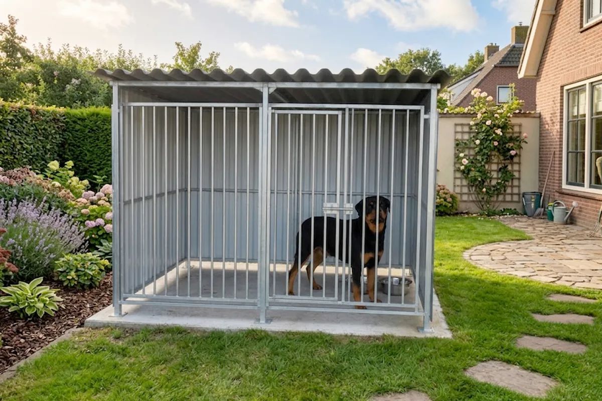 Maatwerk hondenkennel van staal